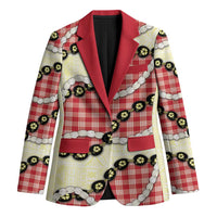 Red Palaka Hawaii Blazer Kukui Nut Pikake Lei Hawaiian Tapa Pattern LT14 Unisex Red - Polynesian Pride