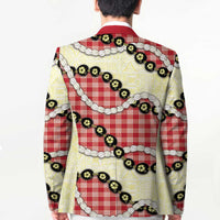 Red Palaka Hawaii Blazer Kukui Nut Pikake Lei Hawaiian Tapa Pattern LT14 - Polynesian Pride