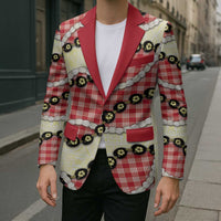 Red Palaka Hawaii Blazer Kukui Nut Pikake Lei Hawaiian Tapa Pattern LT14 - Polynesian Pride