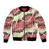 Red Palaka Hawaii Bomber Jacket Kukui Nut Pikake Lei Hawaiian Tapa Pattern LT14 Unisex Red - Polynesian Pride