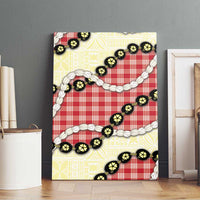 Red Palaka Hawaii Canvas Wall Art Kukui Nut Pikake Lei Hawaiian Tapa Pattern LT14 - Polynesian Pride
