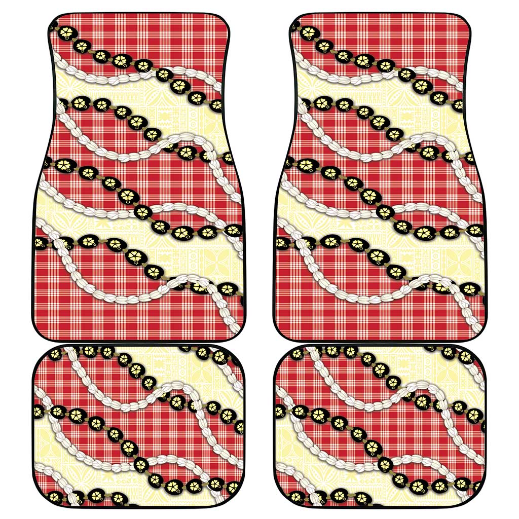 Red Palaka Hawaii Car Mats Kukui Nut Pikake Lei Hawaiian Tapa Pattern LT14 - Polynesian Pride