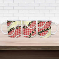 Red Palaka Hawaii Ceramic Mug Kukui Nut Pikake Lei Hawaiian Tapa Pattern LT14 - Polynesian Pride