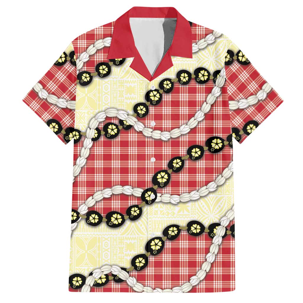 Red Palaka Hawaii Hawaiian Shirt Kukui Nut Pikake Lei Hawaiian Tapa Pattern LT14 Red - Polynesian Pride
