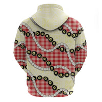 Red Palaka Hawaii Hoodie Kukui Nut Pikake Lei Hawaiian Tapa Pattern LT14 - Polynesian Pride