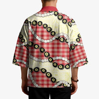 Red Palaka Hawaii Kimono Kukui Nut Pikake Lei Hawaiian Tapa Pattern LT14 - Polynesian Pride