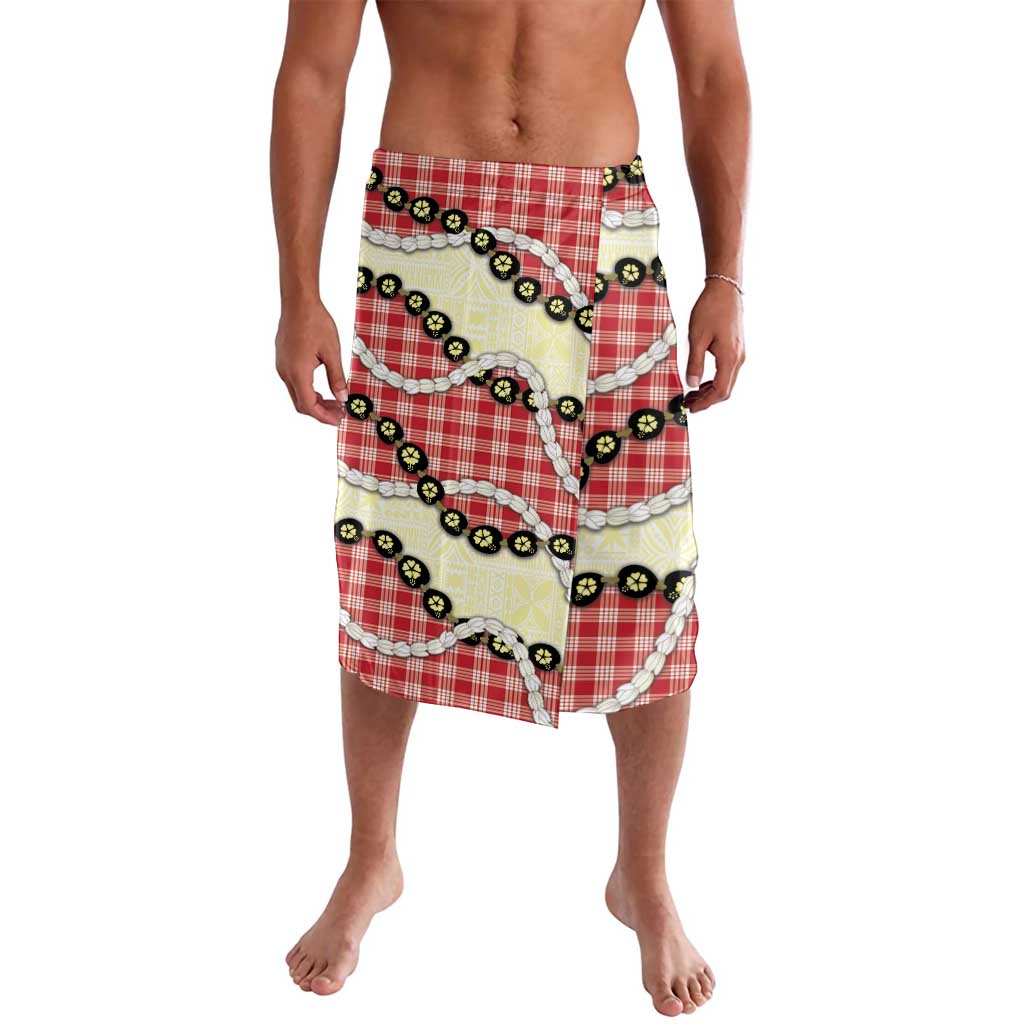 Red Palaka Hawaii Lavalava Kukui Nut Pikake Lei Hawaiian Tapa Pattern LT14 Red - Polynesian Pride