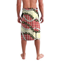 Red Palaka Hawaii Lavalava Kukui Nut Pikake Lei Hawaiian Tapa Pattern LT14 - Polynesian Pride