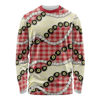 Red Palaka Hawaii Long Sleeve Shirt Kukui Nut Pikake Lei Hawaiian Tapa Pattern LT14 Unisex Red - Polynesian Pride