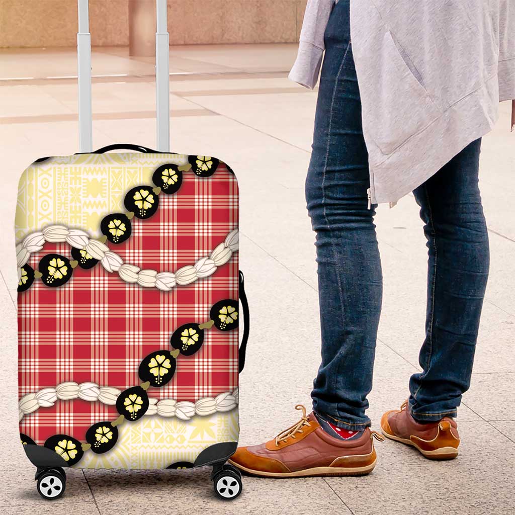 Red Palaka Hawaii Luggage Cover Kukui Nut Pikake Lei Hawaiian Tapa Pattern LT14 Red - Polynesian Pride