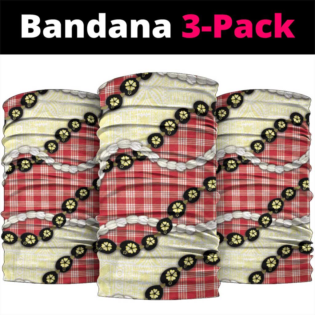 Red Palaka Hawaii Neck Gaiter Kukui Nut Pikake Lei Hawaiian Tapa Pattern LT14 package One Size: 25*50cm Red - Polynesian Pride