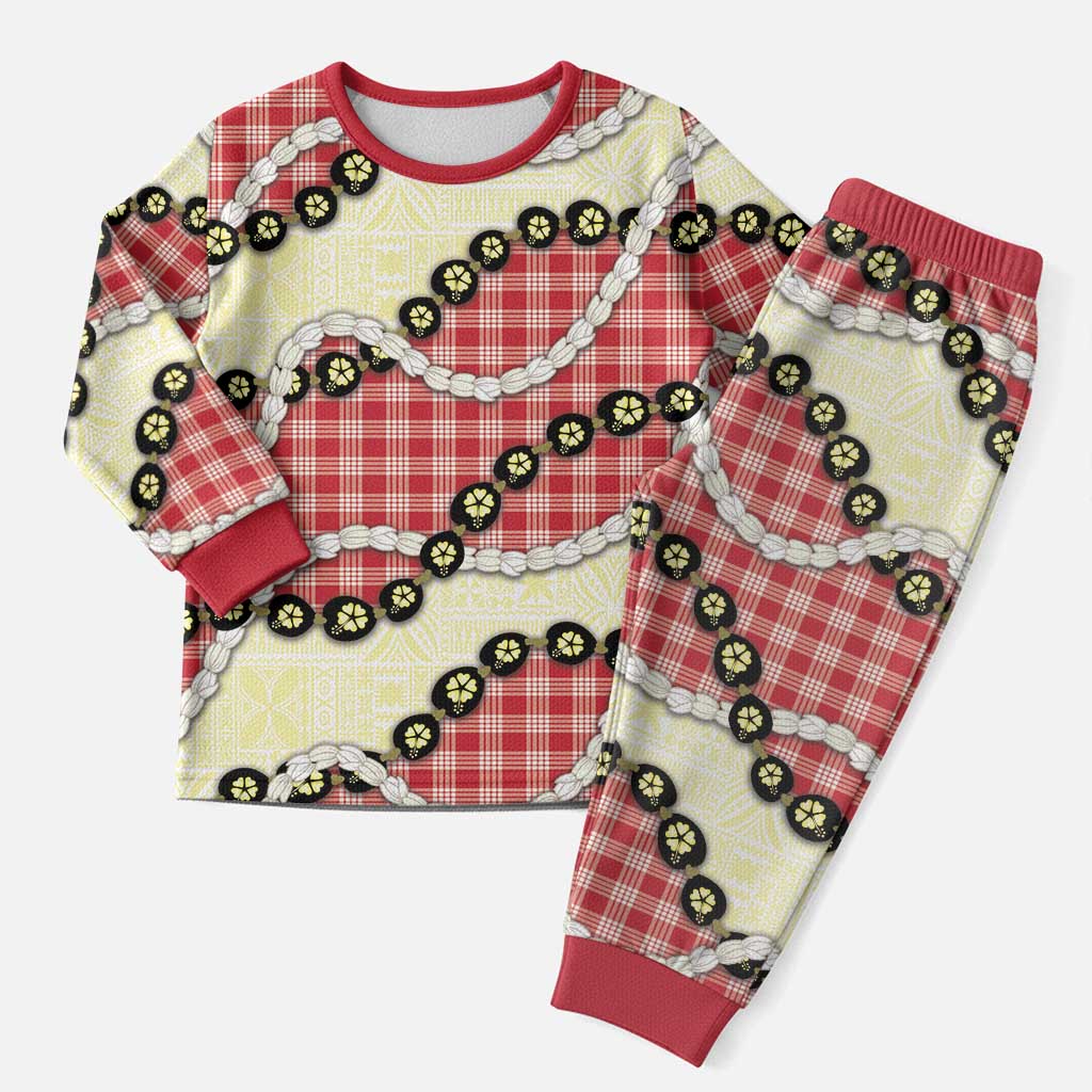 Red Palaka Hawaii Christmas Pajama Set Kukui Nut Pikake Lei Hawaiian Tapa Pattern LT14 Men Red - Polynesian Pride