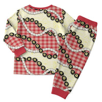 Red Palaka Hawaii Christmas Pajama Set Kukui Nut Pikake Lei Hawaiian Tapa Pattern LT14 - Polynesian Pride