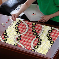 Red Palaka Hawaii Puzzle Kukui Nut Pikake Lei Hawaiian Tapa Pattern LT14 - Polynesian Pride