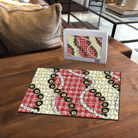 Red Palaka Hawaii Puzzle Kukui Nut Pikake Lei Hawaiian Tapa Pattern LT14 - Polynesian Pride