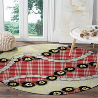 Red Palaka Hawaii Round Carpet Kukui Nut Pikake Lei Hawaiian Tapa Pattern LT14 - Polynesian Pride