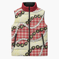 Red Palaka Hawaii Sleeveless Puffer Jacket Kukui Nut Pikake Lei Hawaiian Tapa Pattern LT14 Unisex Red - Polynesian Pride