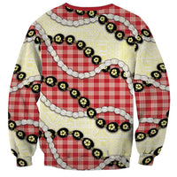 Red Palaka Hawaii Sweatshirt Kukui Nut Pikake Lei Hawaiian Tapa Pattern LT14 - Polynesian Pride
