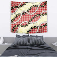 Red Palaka Hawaii Tapestry Kukui Nut Pikake Lei Hawaiian Tapa Pattern LT14 - Polynesian Pride