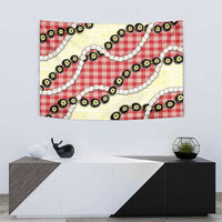 Red Palaka Hawaii Tapestry Kukui Nut Pikake Lei Hawaiian Tapa Pattern LT14 - Polynesian Pride