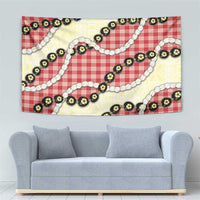 Red Palaka Hawaii Tapestry Kukui Nut Pikake Lei Hawaiian Tapa Pattern LT14 - Polynesian Pride