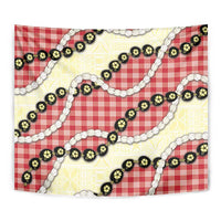 Red Palaka Hawaii Tapestry Kukui Nut Pikake Lei Hawaiian Tapa Pattern LT14 - Polynesian Pride