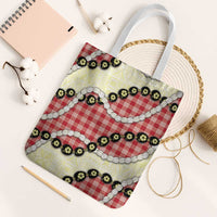 Red Palaka Hawaii Tote Bag Kukui Nut Pikake Lei Hawaiian Tapa Pattern LT14 White Strap One Size Red - Polynesian Pride
