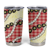 Red Palaka Hawaii Tumbler Cup Kukui Nut Pikake Lei Hawaiian Tapa Pattern LT14 Red - Polynesian Pride