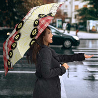 Red Palaka Hawaii Umbrella Kukui Nut Pikake Lei Hawaiian Tapa Pattern LT14 - Polynesian Pride