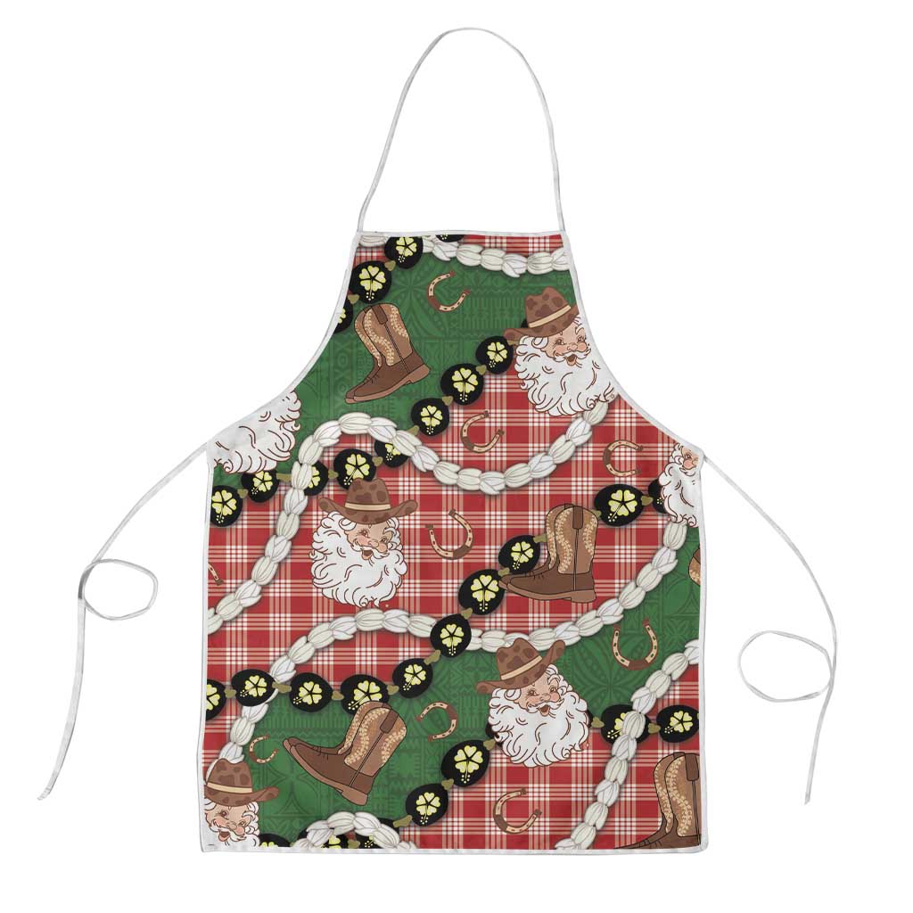 Cowboy Hawaii Mele Kalikimaka Apron Paniolo Kukui Nut Pikake Lei Red Version LT14 Red - Polynesian Pride