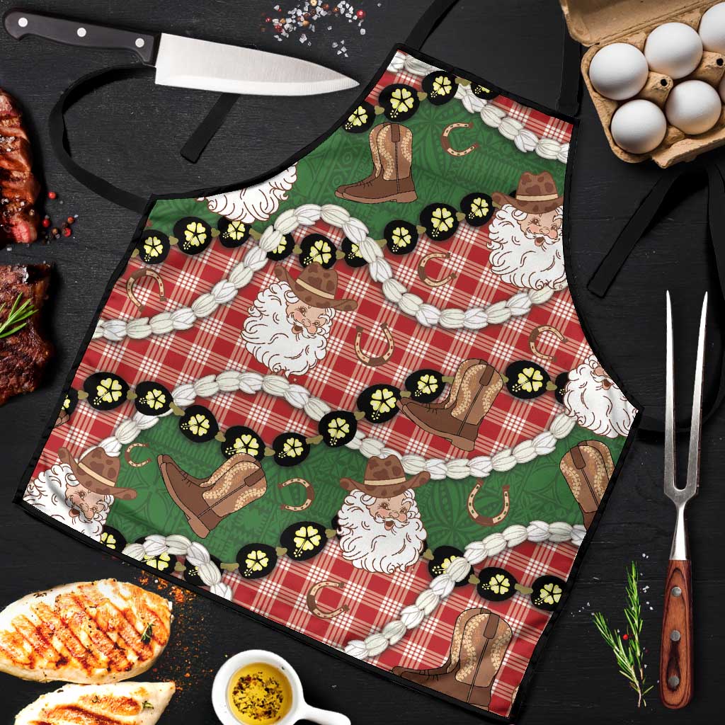 Cowboy Hawaii Mele Kalikimaka Apron Paniolo Kukui Nut Pikake Lei Red Version LT14 Red - Polynesian Pride