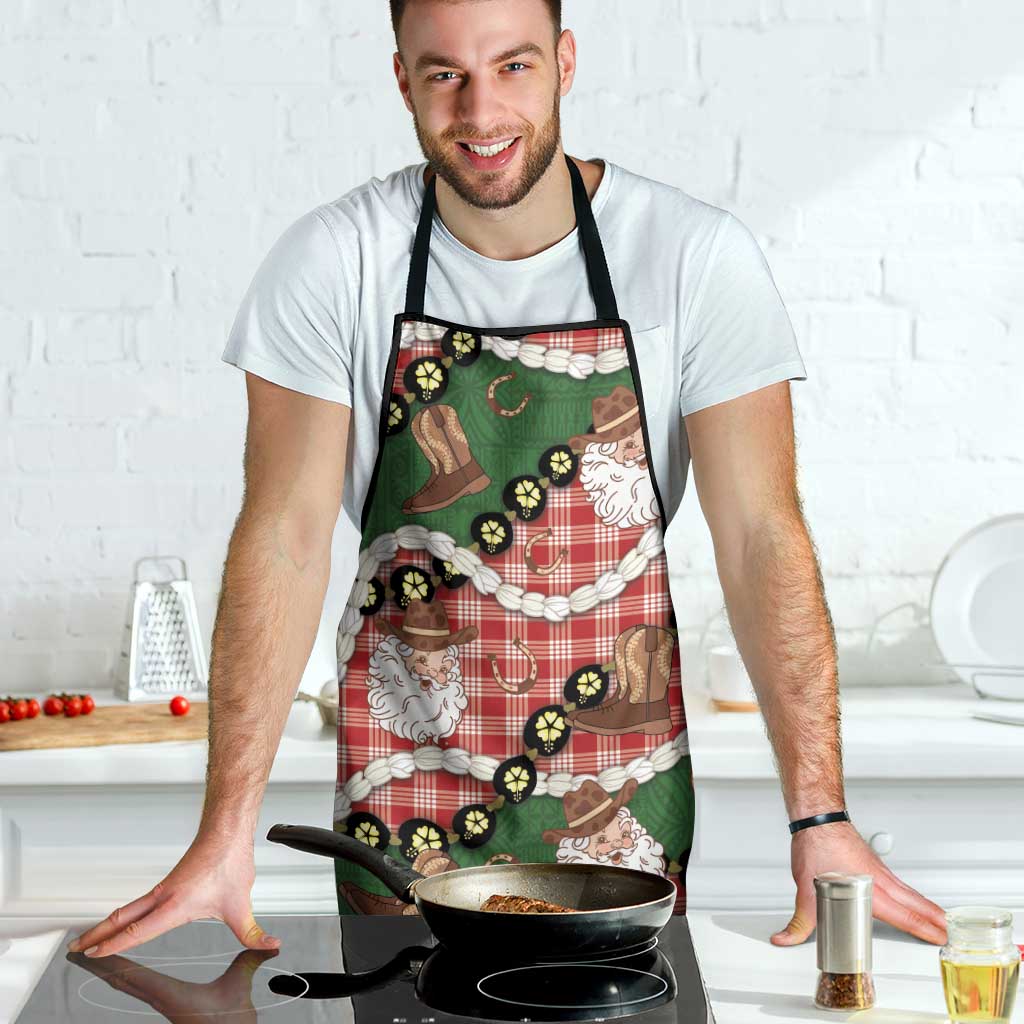 Cowboy Hawaii Mele Kalikimaka Apron Paniolo Kukui Nut Pikake Lei Red Version LT14 - Polynesian Pride