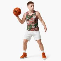 Cowboy Hawaii Mele Kalikimaka Basketball Jersey Paniolo Kukui Nut Pikake Lei Red Version LT14 - Polynesian Pride