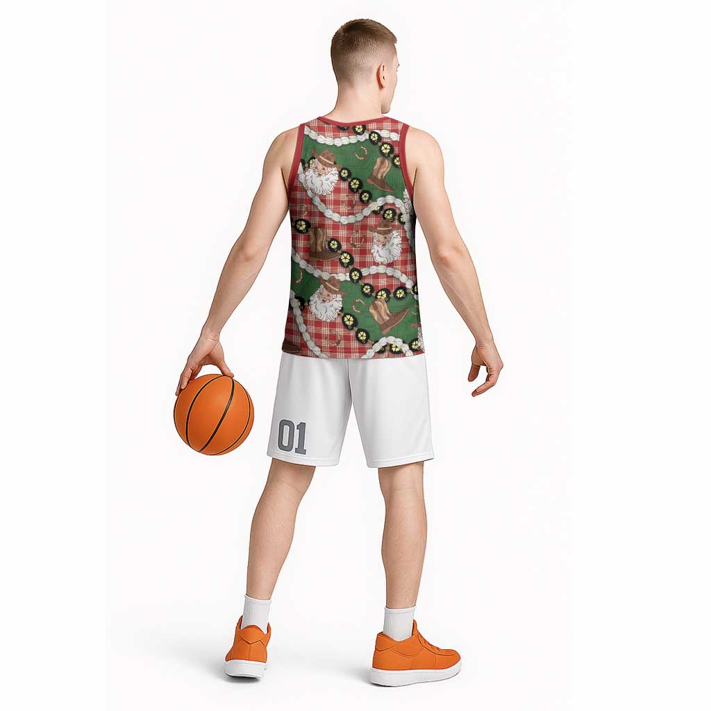 Cowboy Hawaii Mele Kalikimaka Basketball Jersey Paniolo Kukui Nut Pikake Lei Red Version LT14 - Polynesian Pride