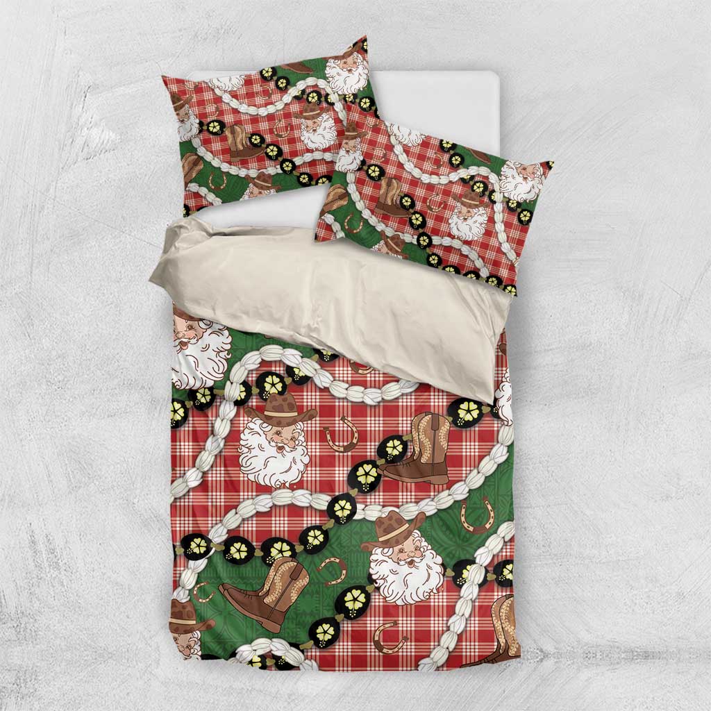 Cowboy Hawaii Mele Kalikimaka Bedding Set Paniolo Kukui Nut Pikake Lei Red Version LT14 US Twin 172cm x 218cm Red - Polynesian Pride