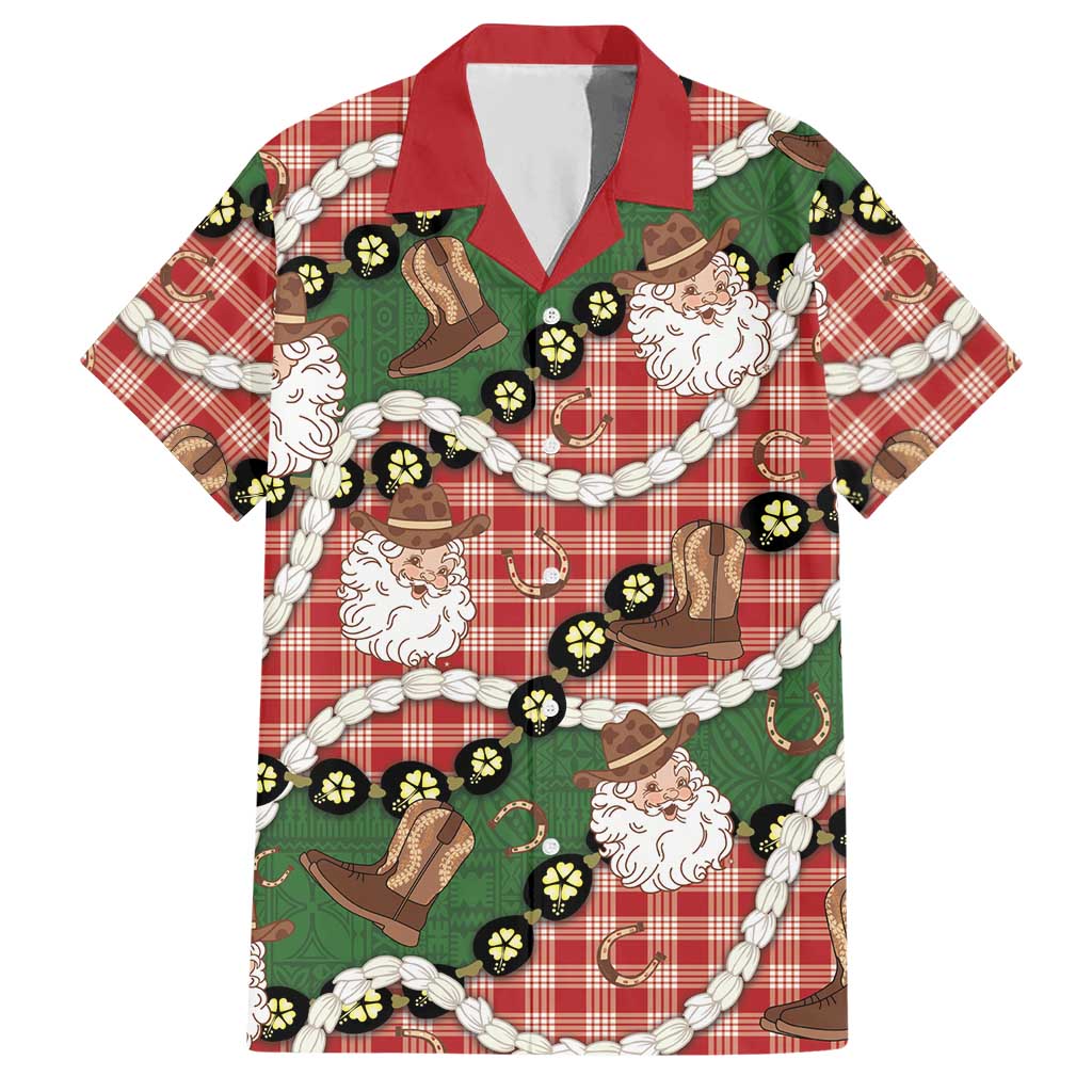 Cowboy Hawaii Mele Kalikimaka Hawaiian Shirt Paniolo Kukui Nut Pikake Lei Red Version LT14 Red - Polynesian Pride