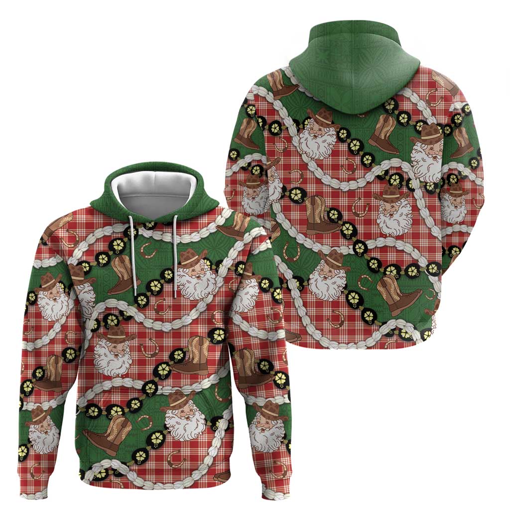 Cowboy Hawaii Mele Kalikimaka Hoodie Paniolo Kukui Nut Pikake Lei Red Version LT14 - Polynesian Pride