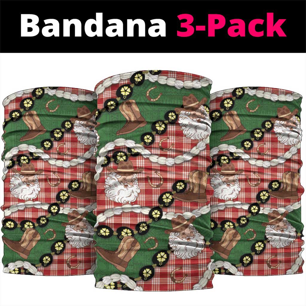 Cowboy Hawaii Mele Kalikimaka Neck Gaiter Paniolo Kukui Nut Pikake Lei Red Version LT14 package One Size: 25*50cm Red - Polynesian Pride