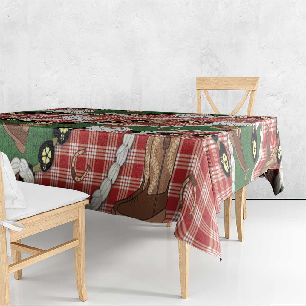Cowboy Hawaii Mele Kalikimaka Tablecloth Paniolo Kukui Nut Pikake Lei Red Version LT14 - Polynesian Pride