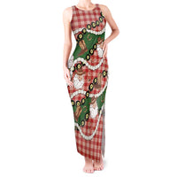 Cowboy Hawaii Mele Kalikimaka Tank Maxi Dress Paniolo Kukui Nut Pikake Lei Red Version LT14 Women Red - Polynesian Pride