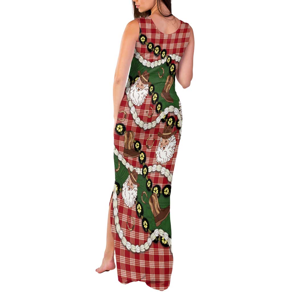 Cowboy Hawaii Mele Kalikimaka Tank Maxi Dress Paniolo Kukui Nut Pikake Lei Red Version LT14 - Polynesian Pride