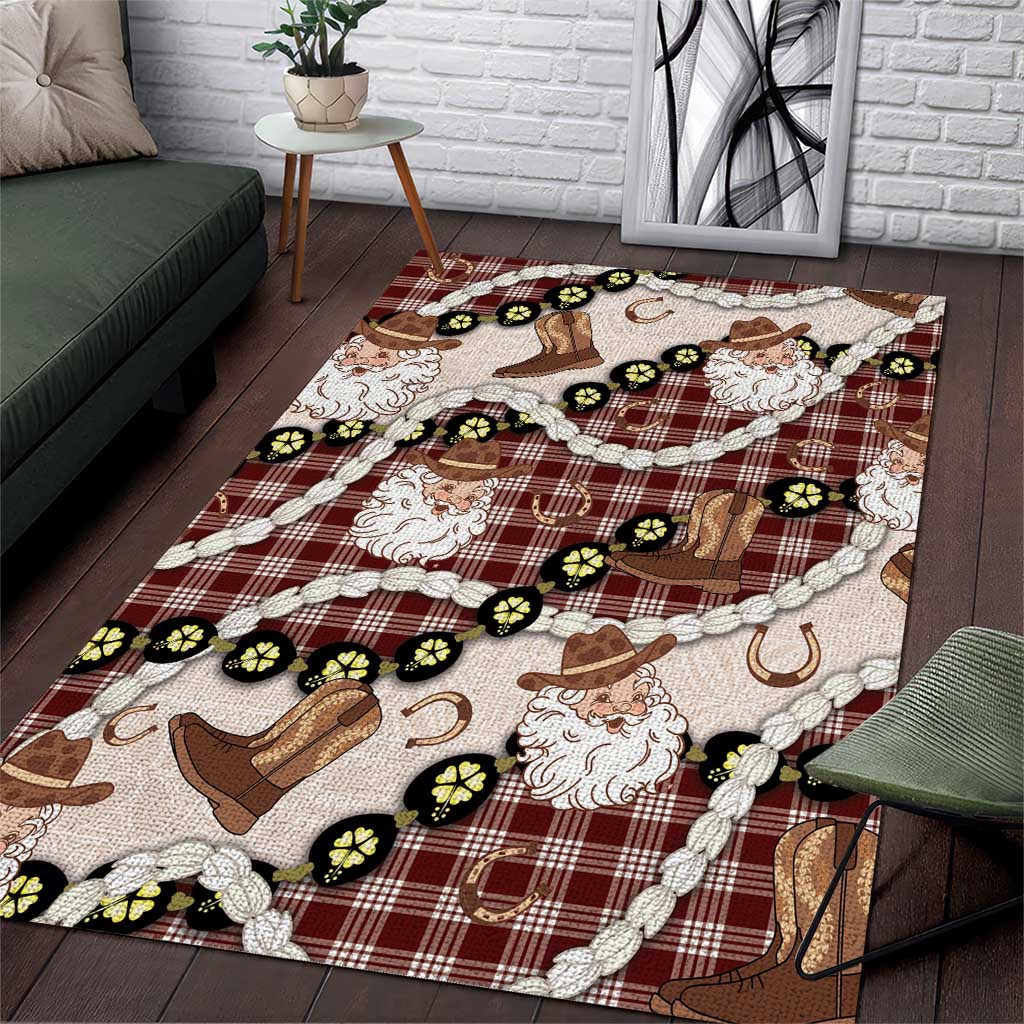 Cowboy Hawaii Mele Kalikimaka Area Rug Paniolo Kukui Nut Pikake Lei Burgundy Version LT14 Burgundy - Polynesian Pride