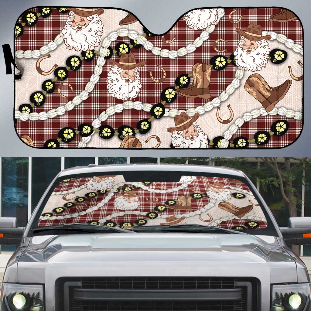Cowboy Hawaii Mele Kalikimaka Auto Sun Shade Paniolo Kukui Nut Pikake Lei Burgundy Version LT14 Burgundy - Polynesian Pride