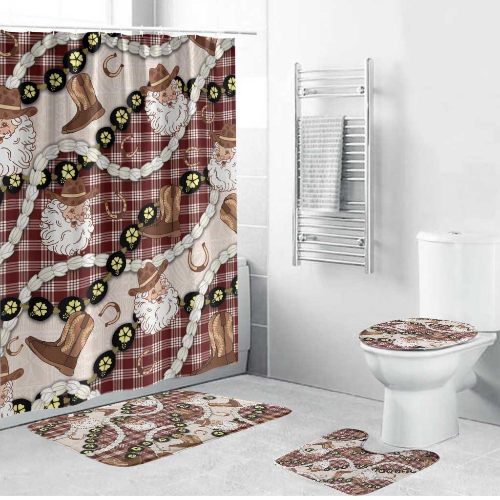 Cowboy Hawaii Mele Kalikimaka Bathroom Set Paniolo Kukui Nut Pikake Lei Burgundy Version LT14 Bathroom Set (4 pcs) Burgundy - Polynesian Pride
