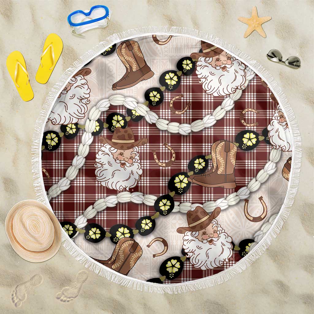 Cowboy Hawaii Mele Kalikimaka Beach Blanket Paniolo Kukui Nut Pikake Lei Burgundy Version LT14 One Size 150cm Burgundy - Polynesian Pride