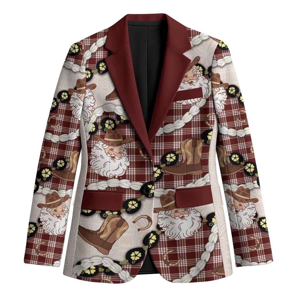 Cowboy Hawaii Mele Kalikimaka Blazer Paniolo Kukui Nut Pikake Lei Burgundy Version LT14 Unisex Burgundy - Polynesian Pride