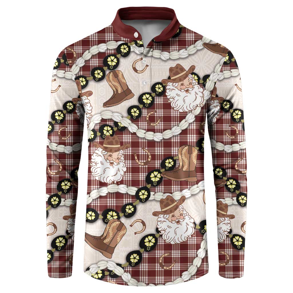 Cowboy Hawaii Mele Kalikimaka Button Sweatshirt Paniolo Kukui Nut Pikake Lei Burgundy Version LT14 Burgundy - Polynesian Pride