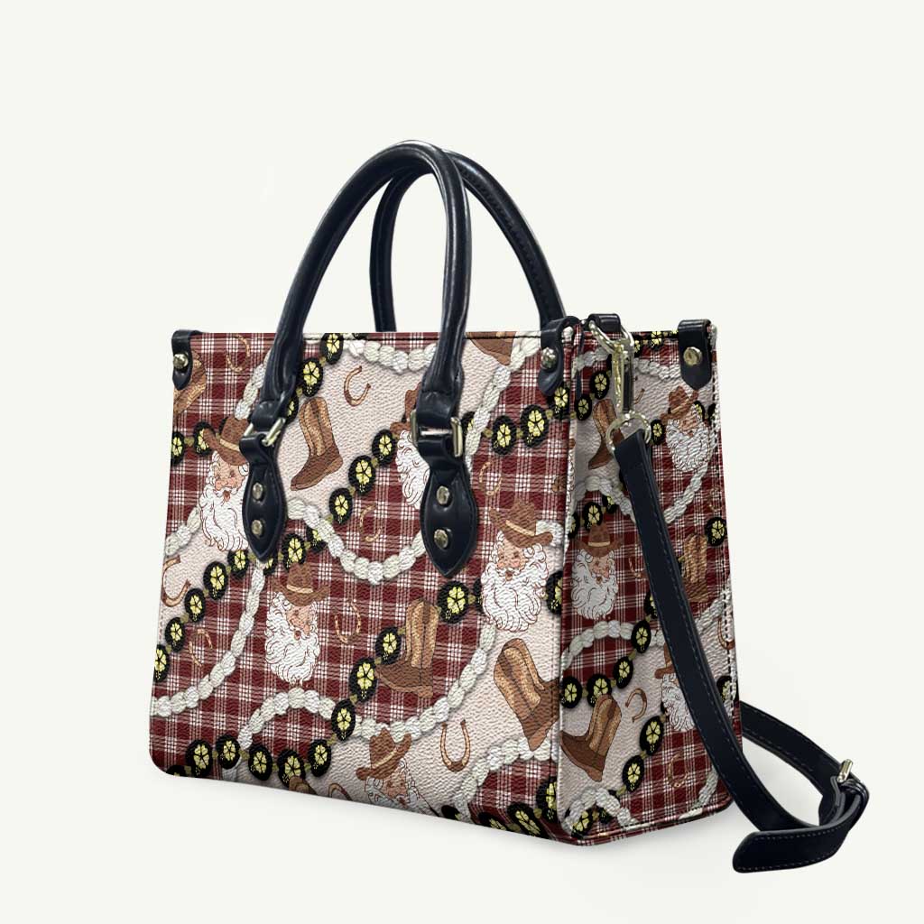 Cowboy Hawaii Mele Kalikimaka Leather Bag Paniolo Kukui Nut Pikake Lei Burgundy Version LT14 Burgundy - Polynesian Pride