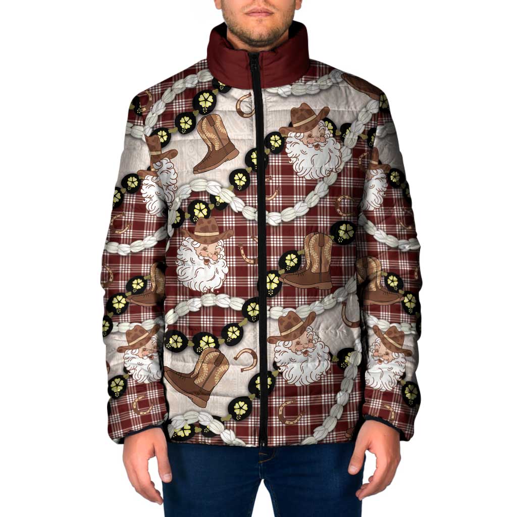 Cowboy Hawaii Mele Kalikimaka Padded Jacket Paniolo Kukui Nut Pikake Lei Burgundy Version LT14 Men Burgundy - Polynesian Pride