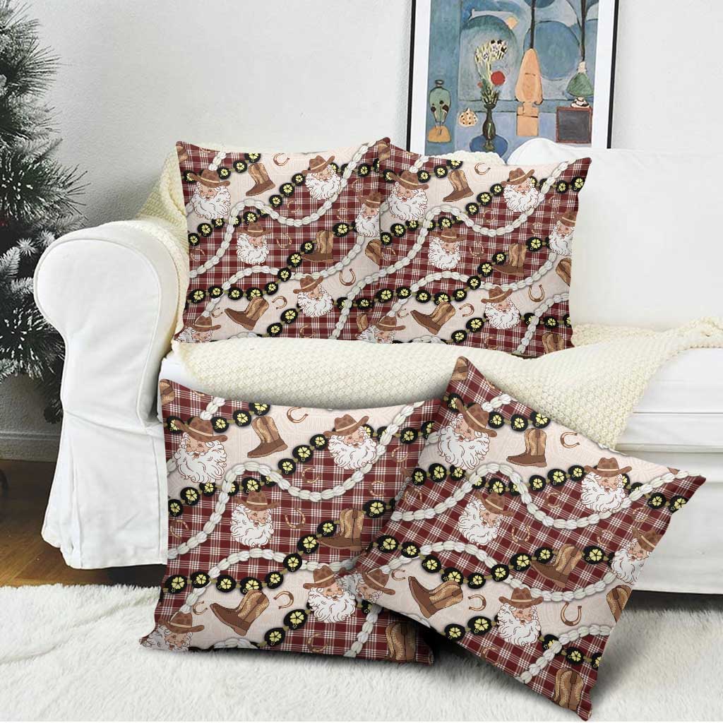 Cowboy Hawaii Mele Kalikimaka Pillow Cover Paniolo Kukui Nut Pikake Lei Burgundy Version LT14 - Polynesian Pride